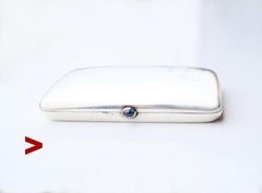 1916  Baron von Leuhusen Cigarette Box Silver 0.85 ct Sapphire Gold /132gr