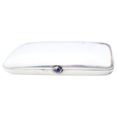 1916  Baron von Leuhusen Cigarette Box Silver 0.85 ct Sapphire Gold /132gr