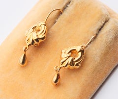 1916 Orecchini a pendente in stile Art Nouveau in oro giallo 18 carati massiccio/ 2 gr