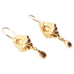 1916 Orecchini a pendente in stile Art Nouveau in oro giallo 18 carati massiccio/ 2 gr