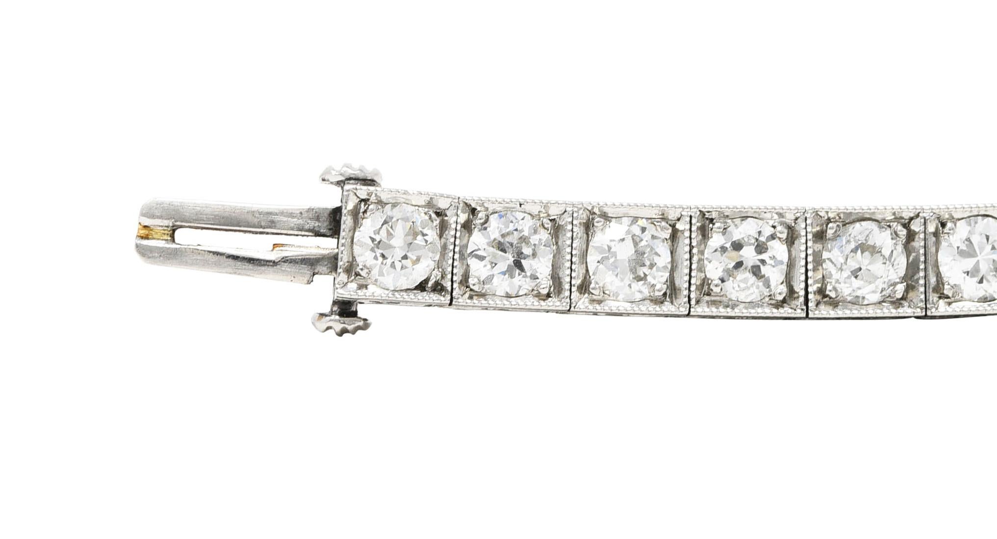 1916 Edwardian 6.58 Carat Old European Cut Diamond Platinum Antique Bracelet 1