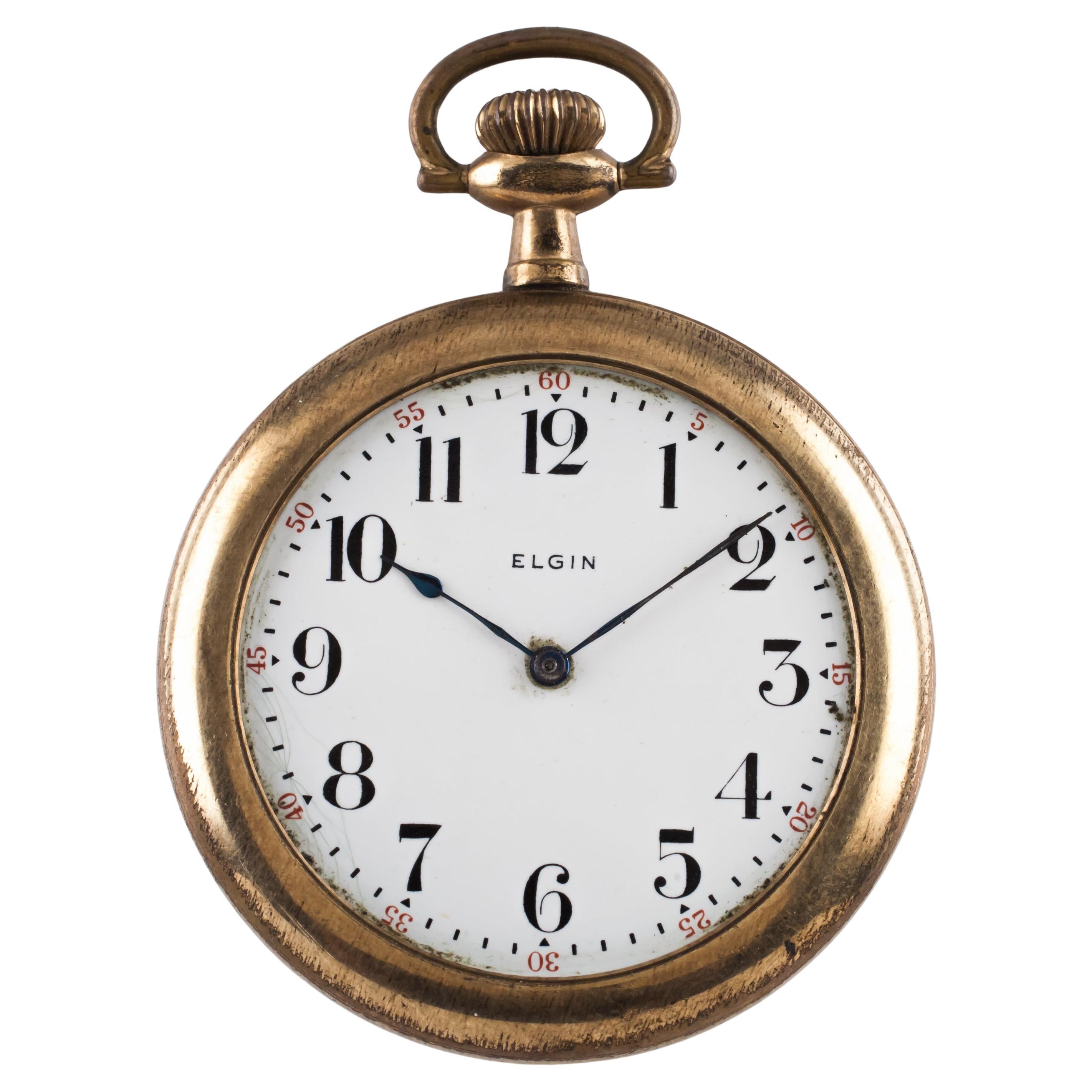 1916 Elgin Gold-Filled Open Face Pocket Watch, Size 6S