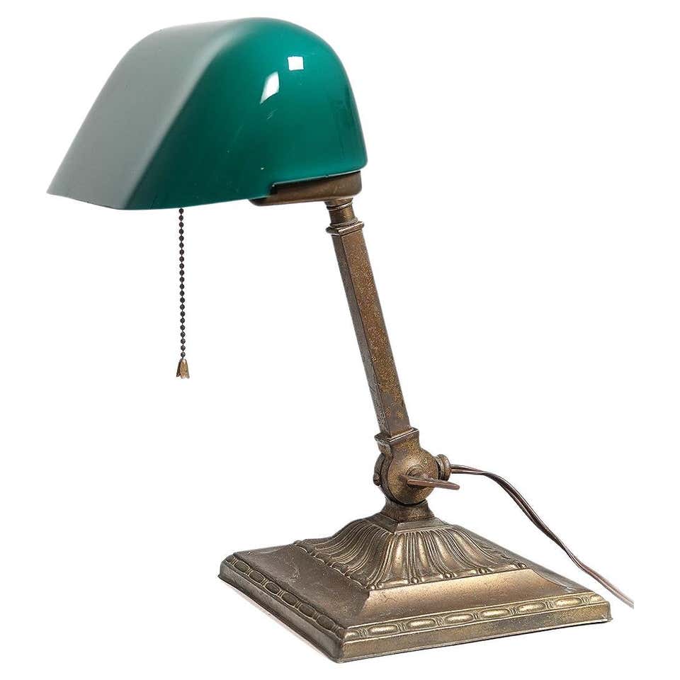 Emeralite 8734 Series Double Library Desk Lamp in Brass and Glass ...
