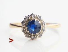Anillo Halo 1916, natural, 0,6 ct. Diamantes de zafiro, oro de 18 quilates / Talla US 6 / 1,7 gr