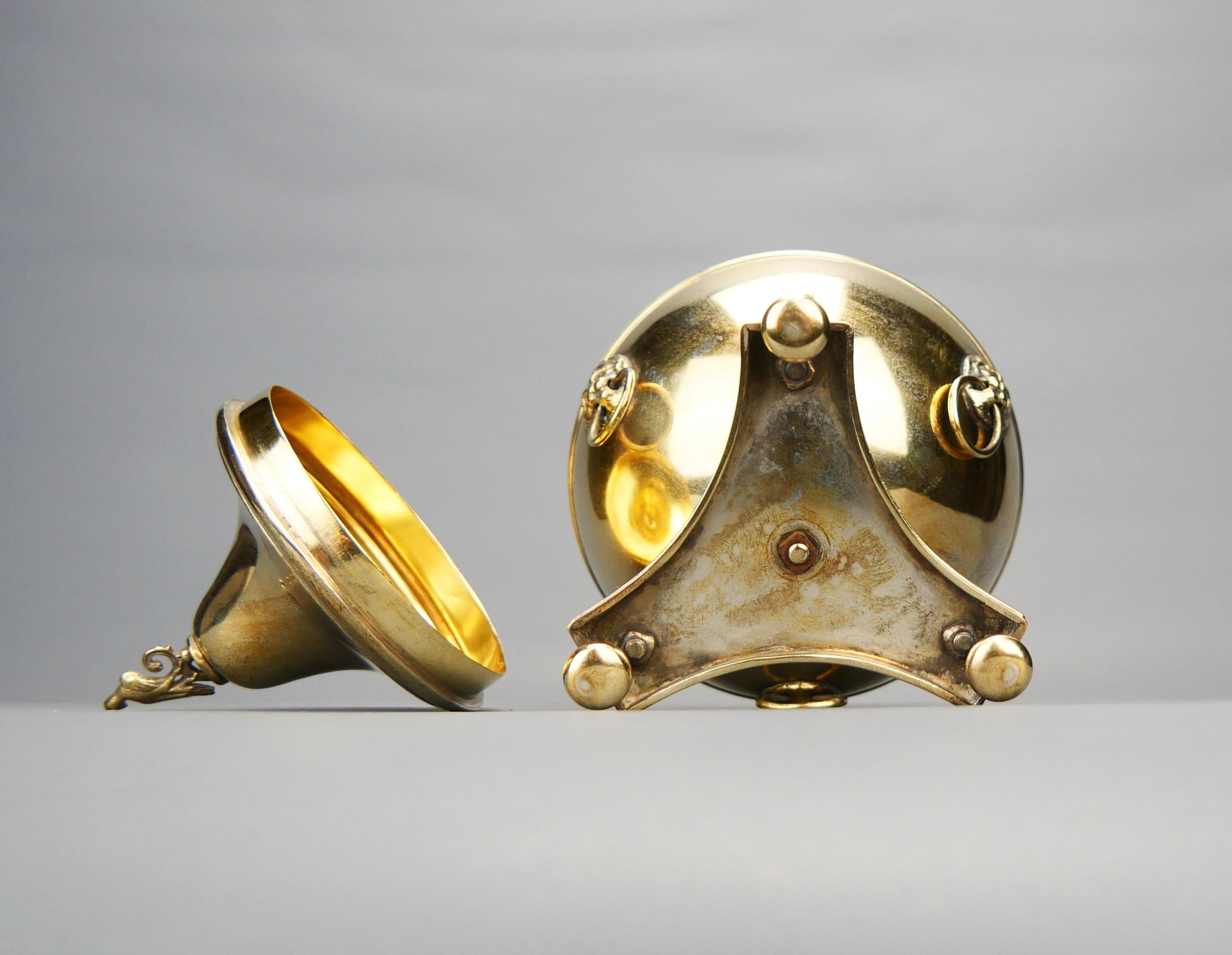 1916 Neo Classical Empire Bonboniere solid Gilt 830 Silver / 280 gr For Sale 10