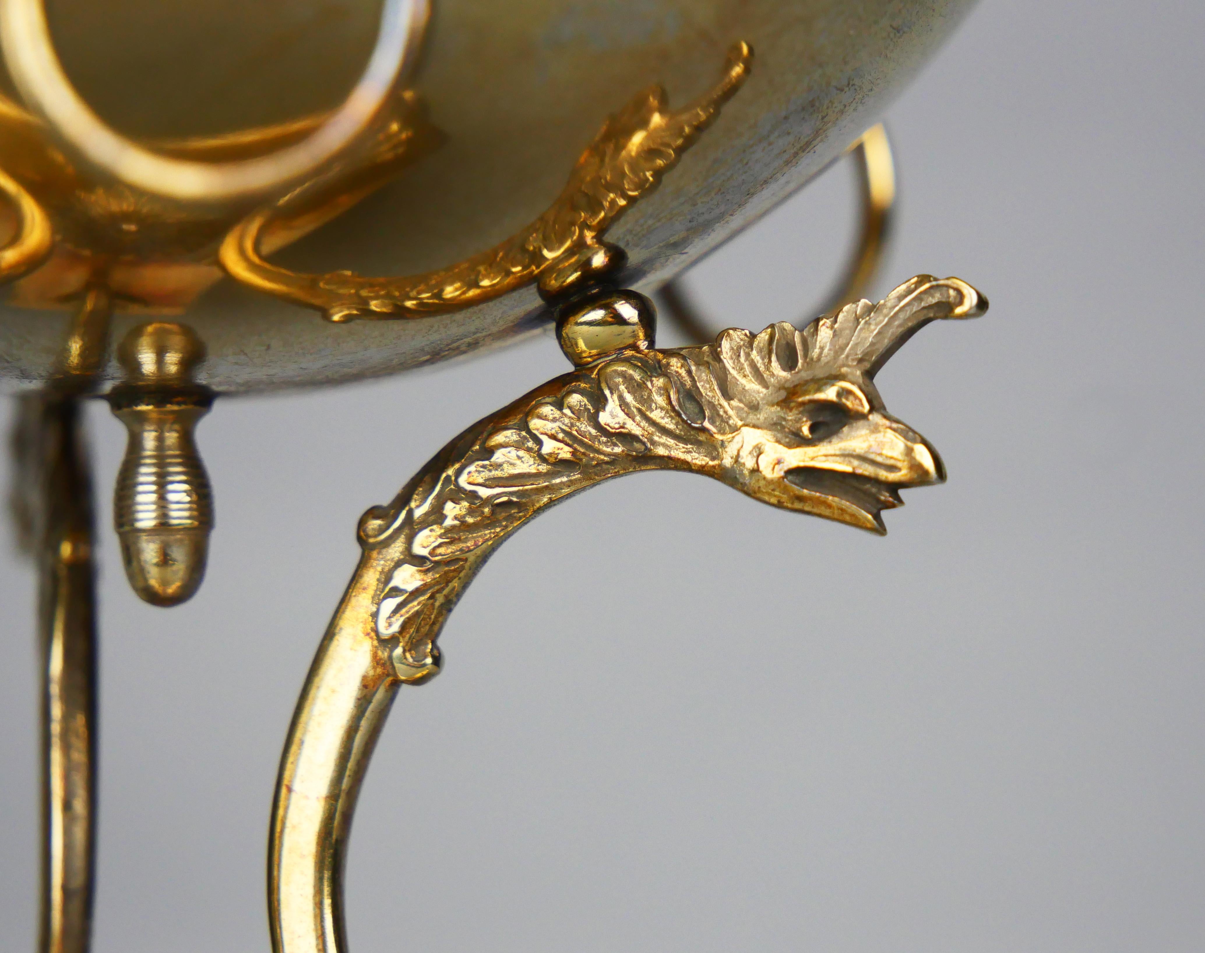 1916 Neo Classical Empire Bonboniere solid Gilt 830 Silver / 280 gr For Sale 4
