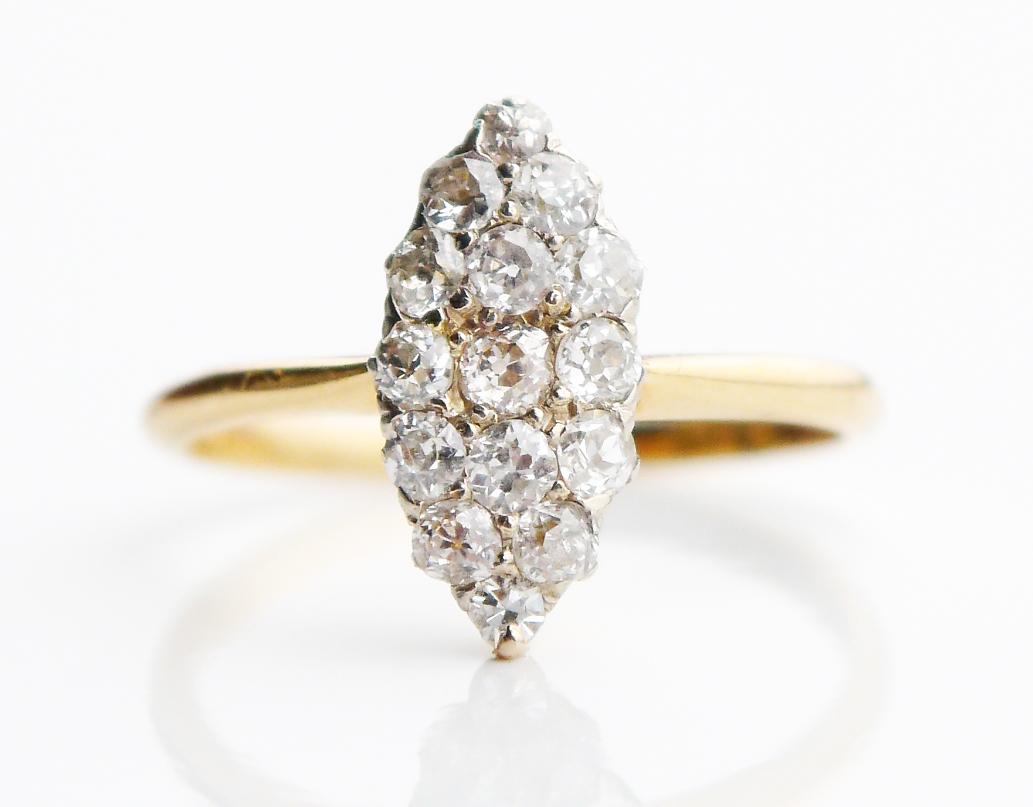 1916 Nordischer Ring 1ctw. Diamanten massiv 18K Gold Platin Ø 6.75US / 2.2gr im Angebot 1