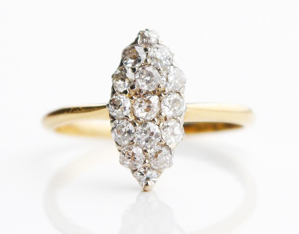 Women's 1916 Nordic Ring 1ctw. Diamonds solid 18K Gold Platinum Ø 6.75US / 2.2gr For Sale