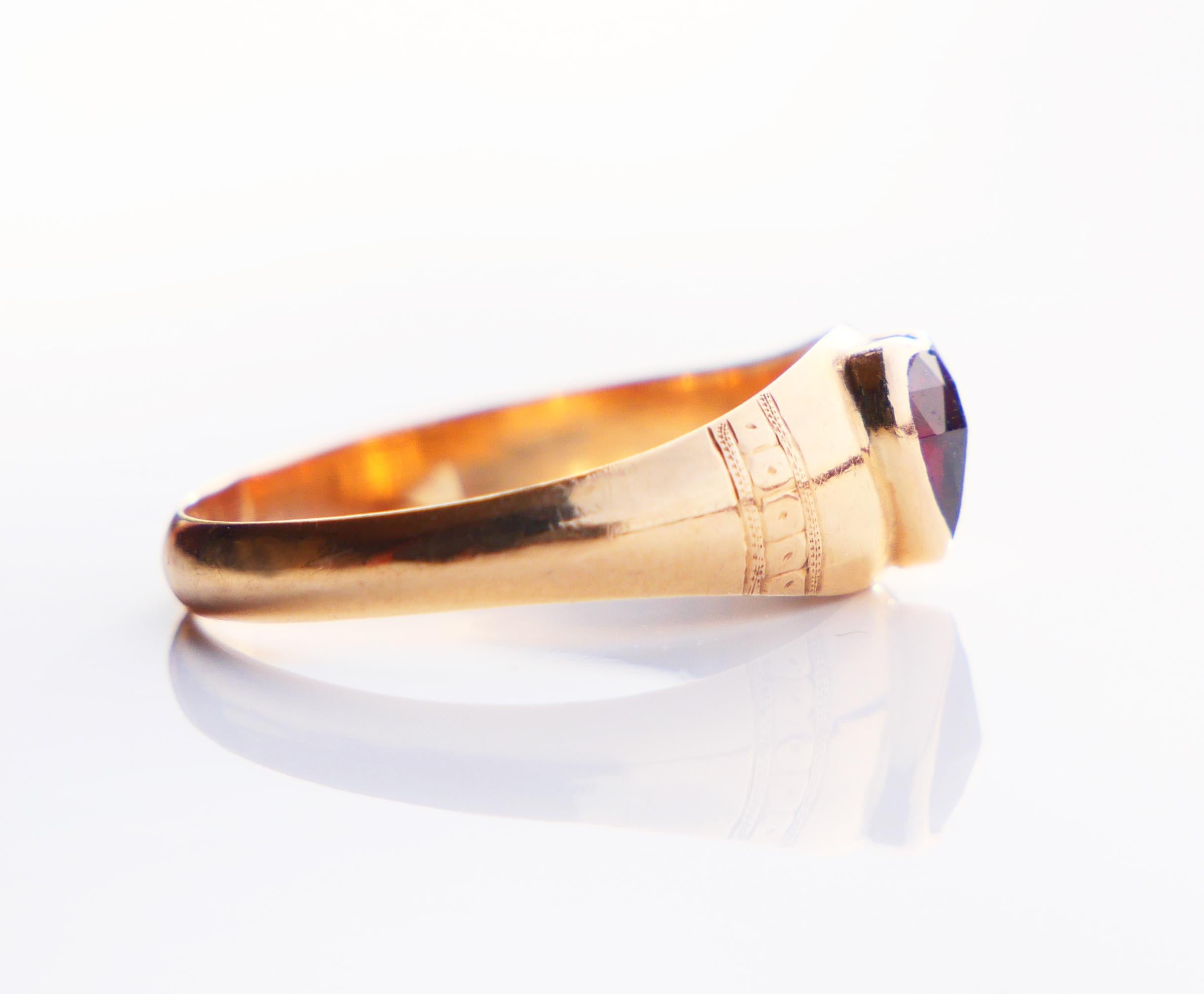 Heart Cut 1916 Nordic Ring Garnet solid 18K Gold Ø7.25US /1.25gr For Sale
