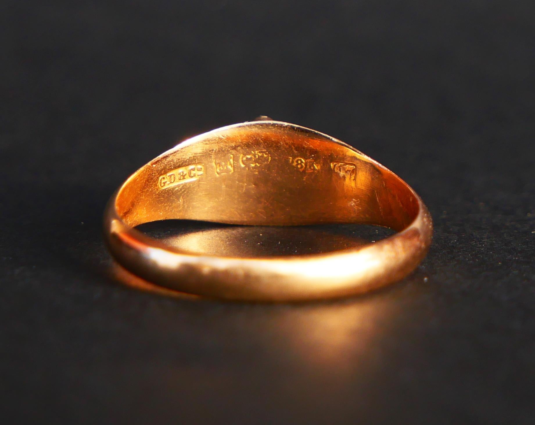 1916 Nordic Ring Garnet solid 18K Gold Ø7.25US /1.25gr For Sale 3