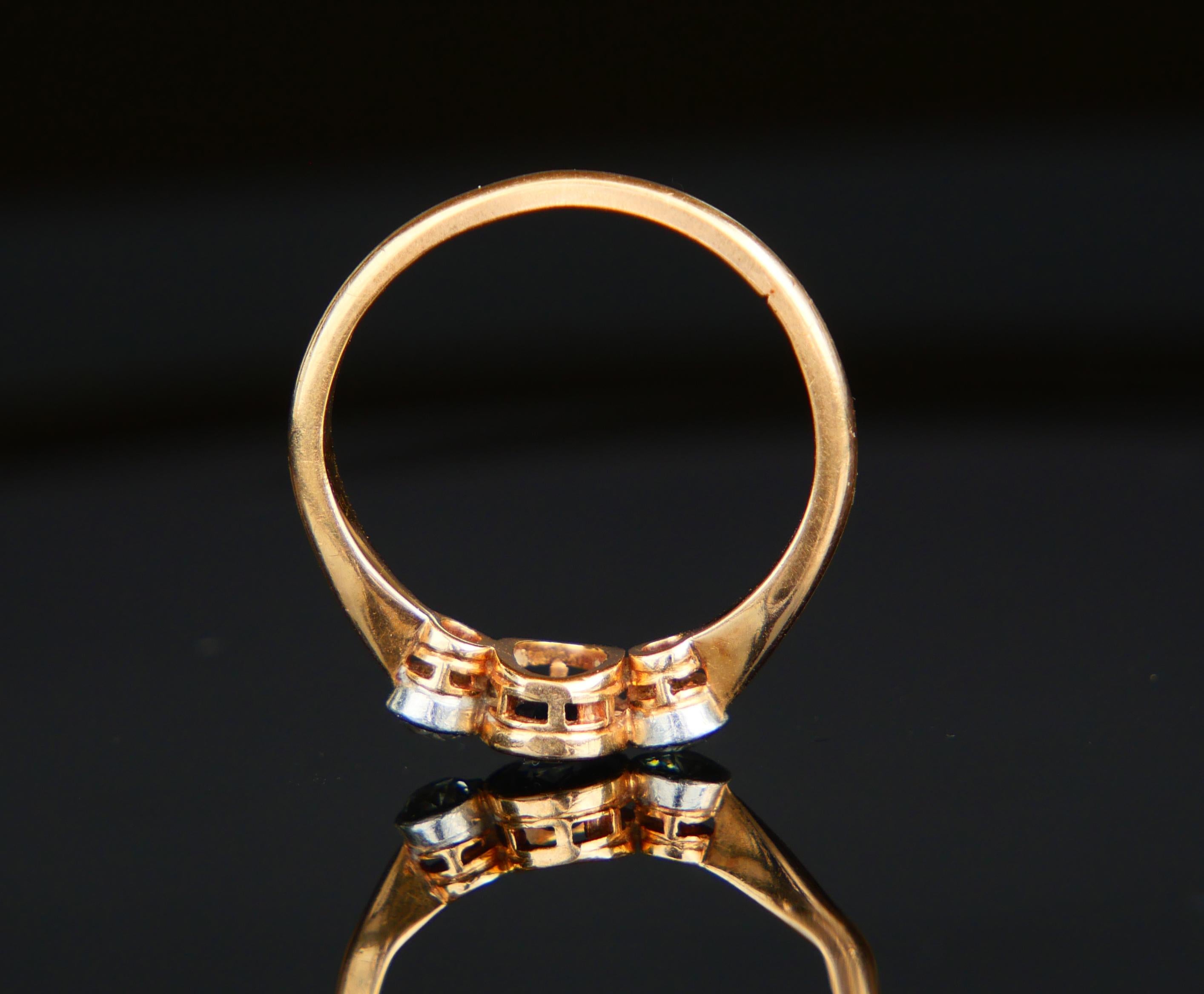 1916 Ring natural 0.6ct. Sapphire 0.44 ctw Diamonds 18K Gold Platinum/ØUS6/2.5gr 6