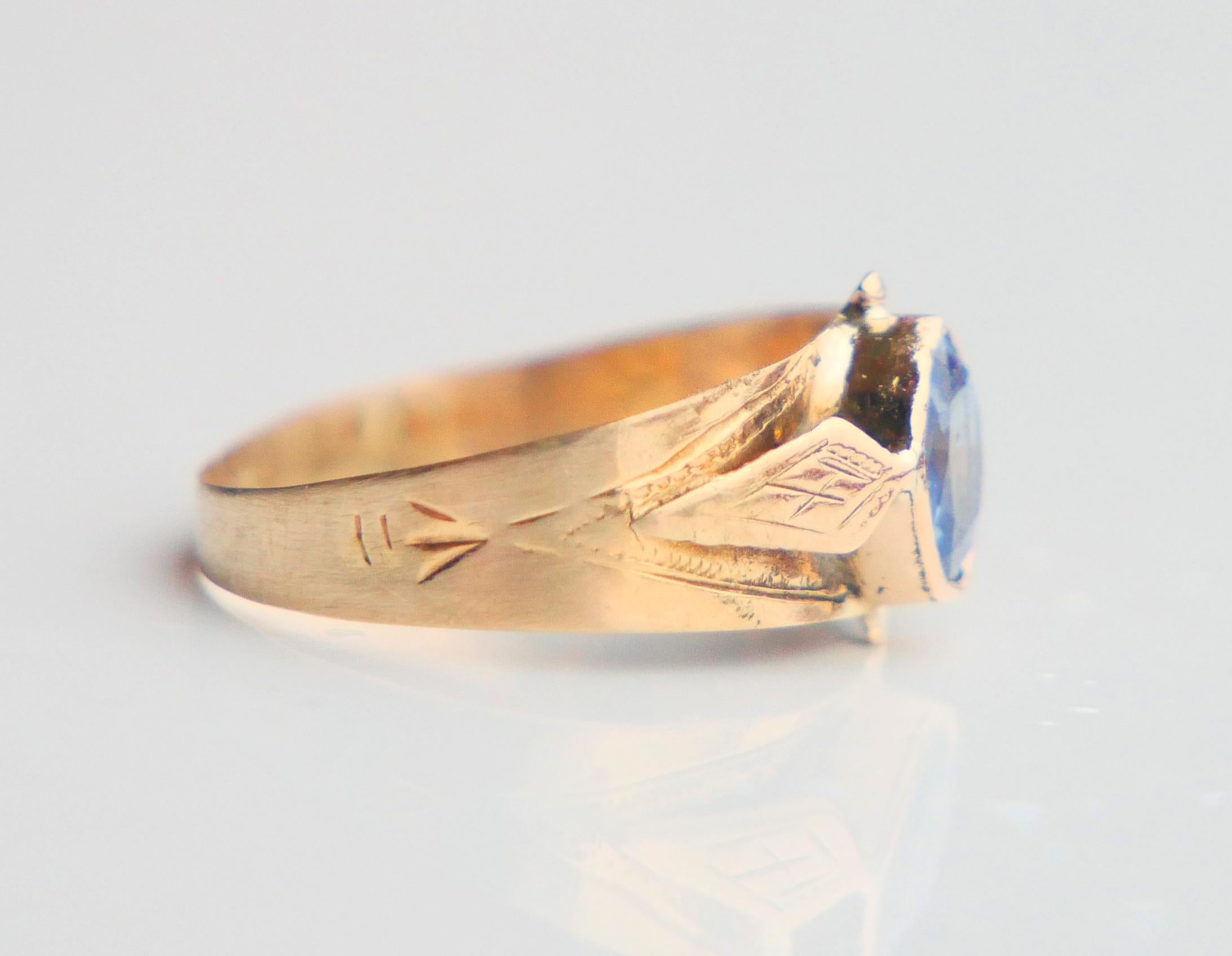 1916 Ring natural Blue Sapphire solid 18K Gold Ø US3.25 / 1 gr For Sale 6