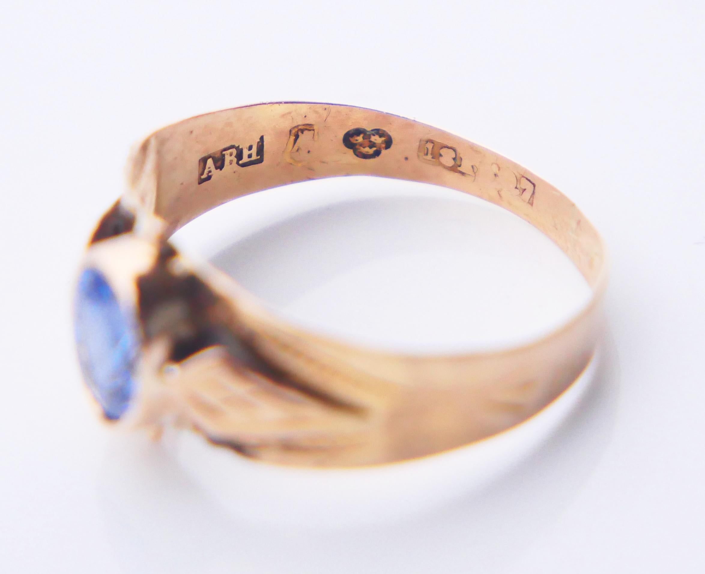 1916 Ring natural Blue Sapphire solid 18K Gold Ø US3.25 / 1 gr For Sale 7