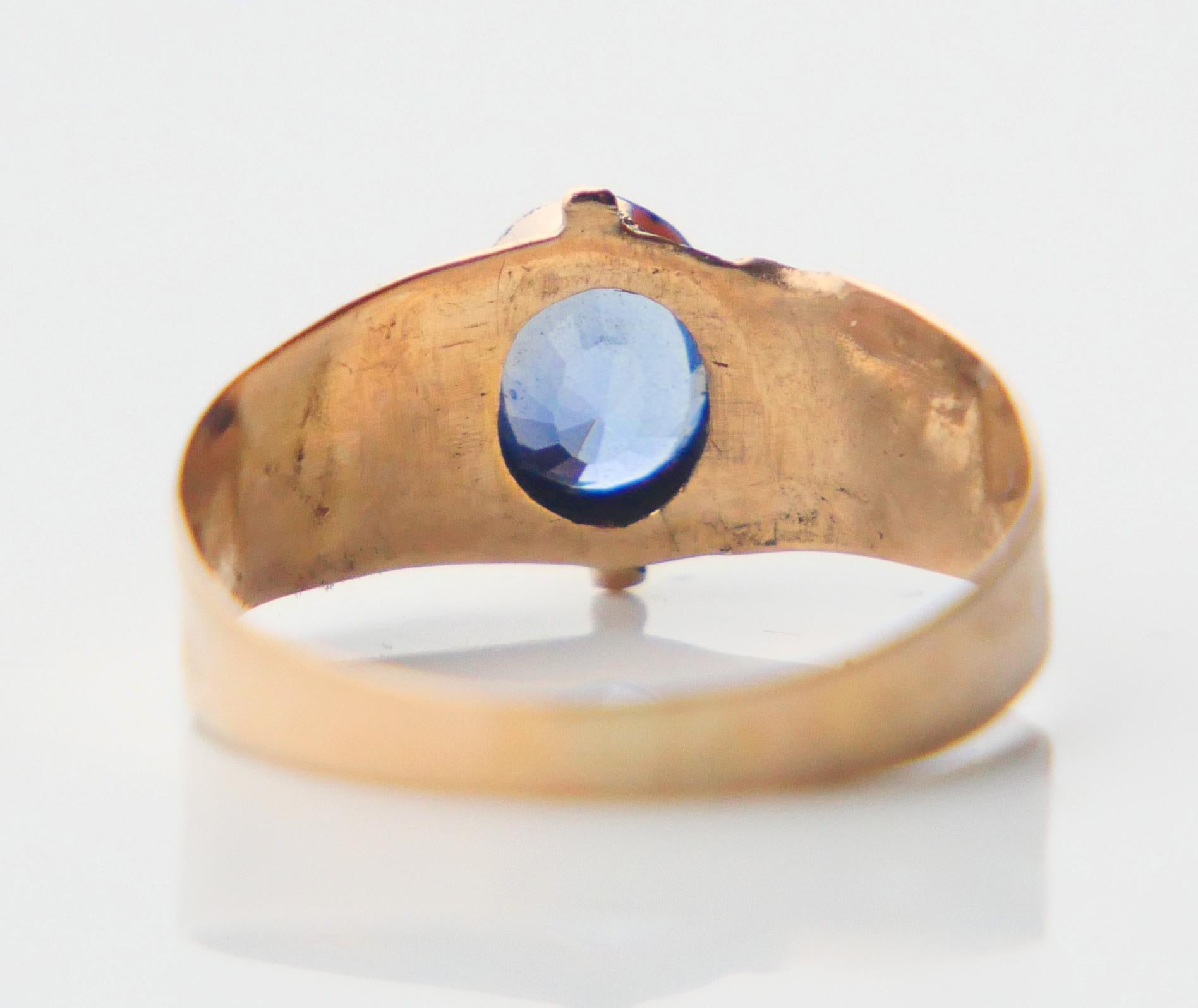 1916 Ring natural Blue Sapphire solid 18K Gold Ø US3.25 / 1 gr For Sale 3