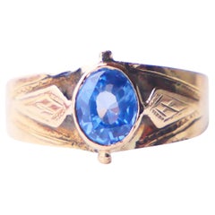 1916 Ring natural Blue Sapphire solid 18K Gold Ø US3.25 / 1 gr