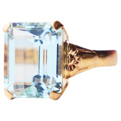 1916 Anello naturale con acquamarina 8ct in oro massiccio 18K Ø8,25 US / 8,6 gr