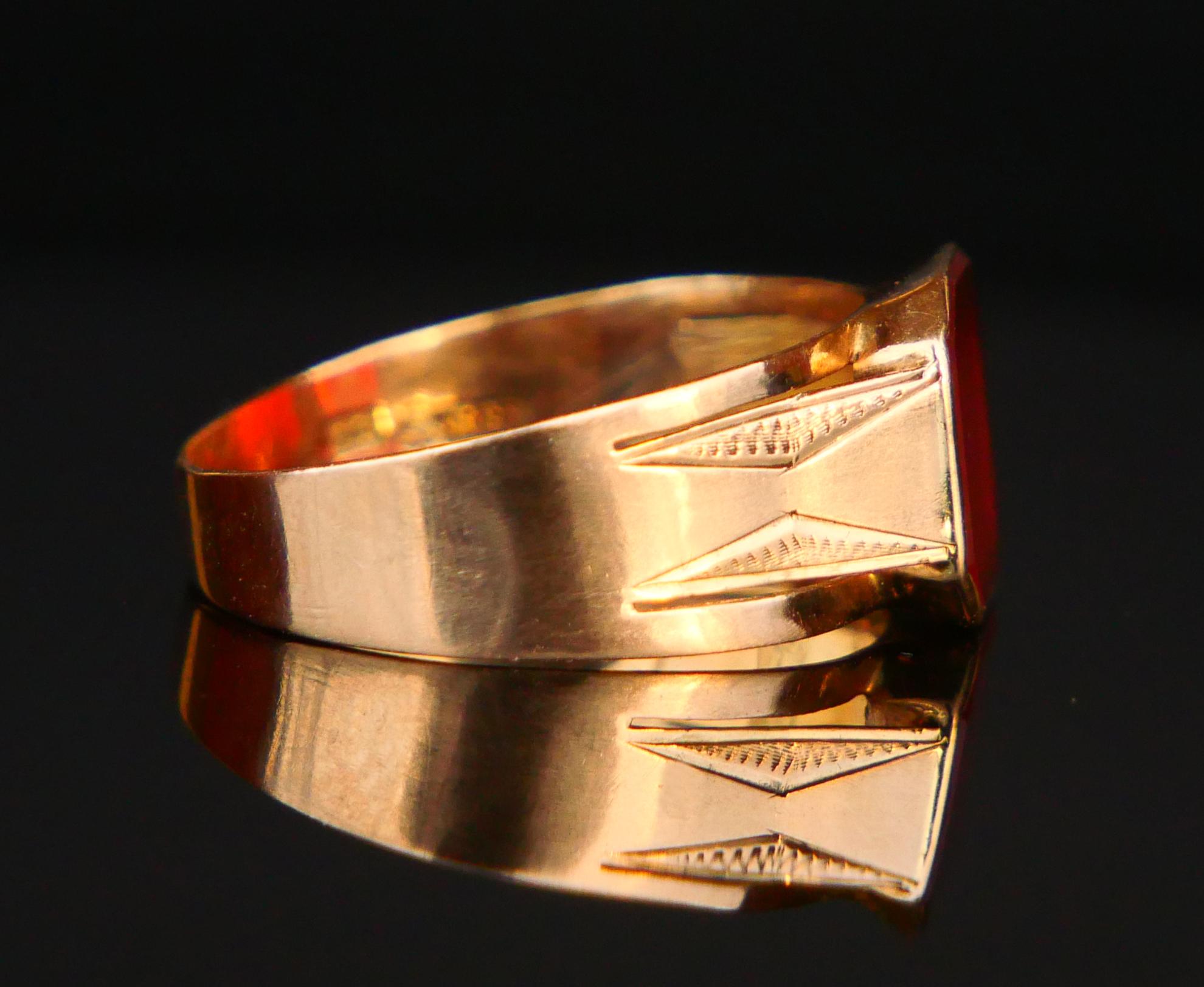 Anello Signet 1916 2,75 ct. corniola naturale in oro massiccio 18 carati Ø 7 US / 2,2 gr in vendita 8