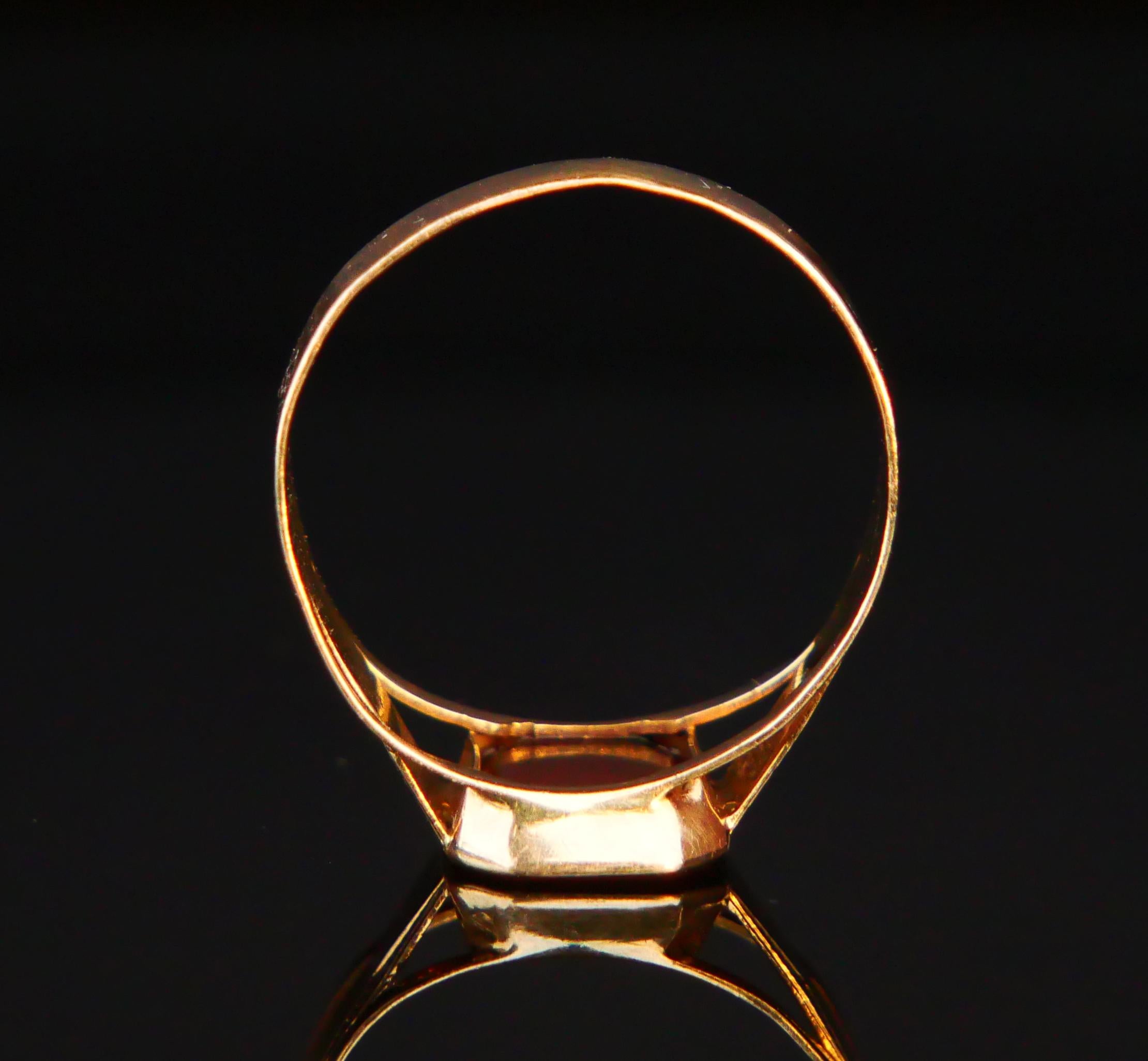 Anello Signet 1916 2,75 ct. corniola naturale in oro massiccio 18 carati Ø 7 US / 2,2 gr in vendita 10