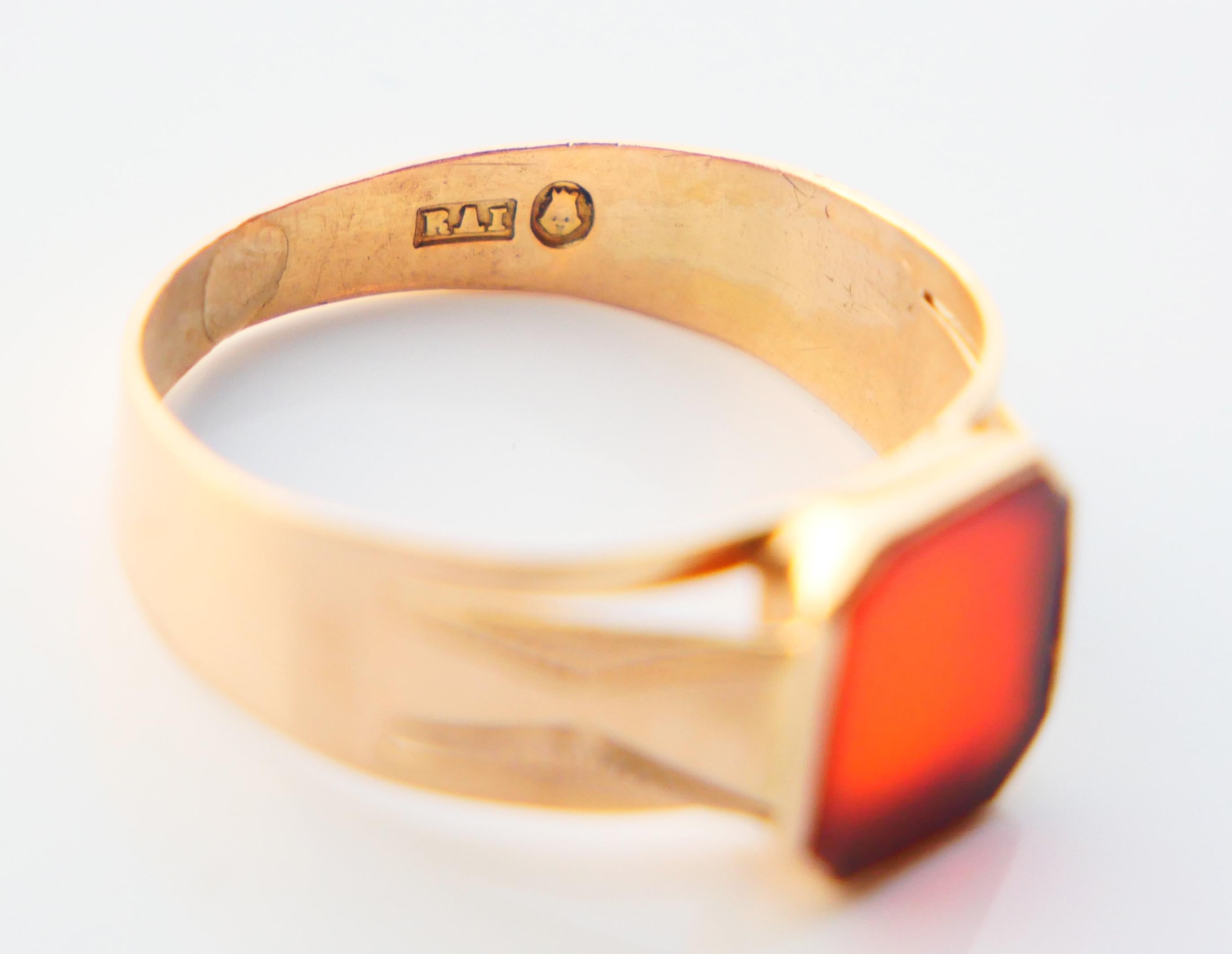 Anello Signet 1916 2,75 ct. corniola naturale in oro massiccio 18 carati Ø 7 US / 2,2 gr in vendita 11