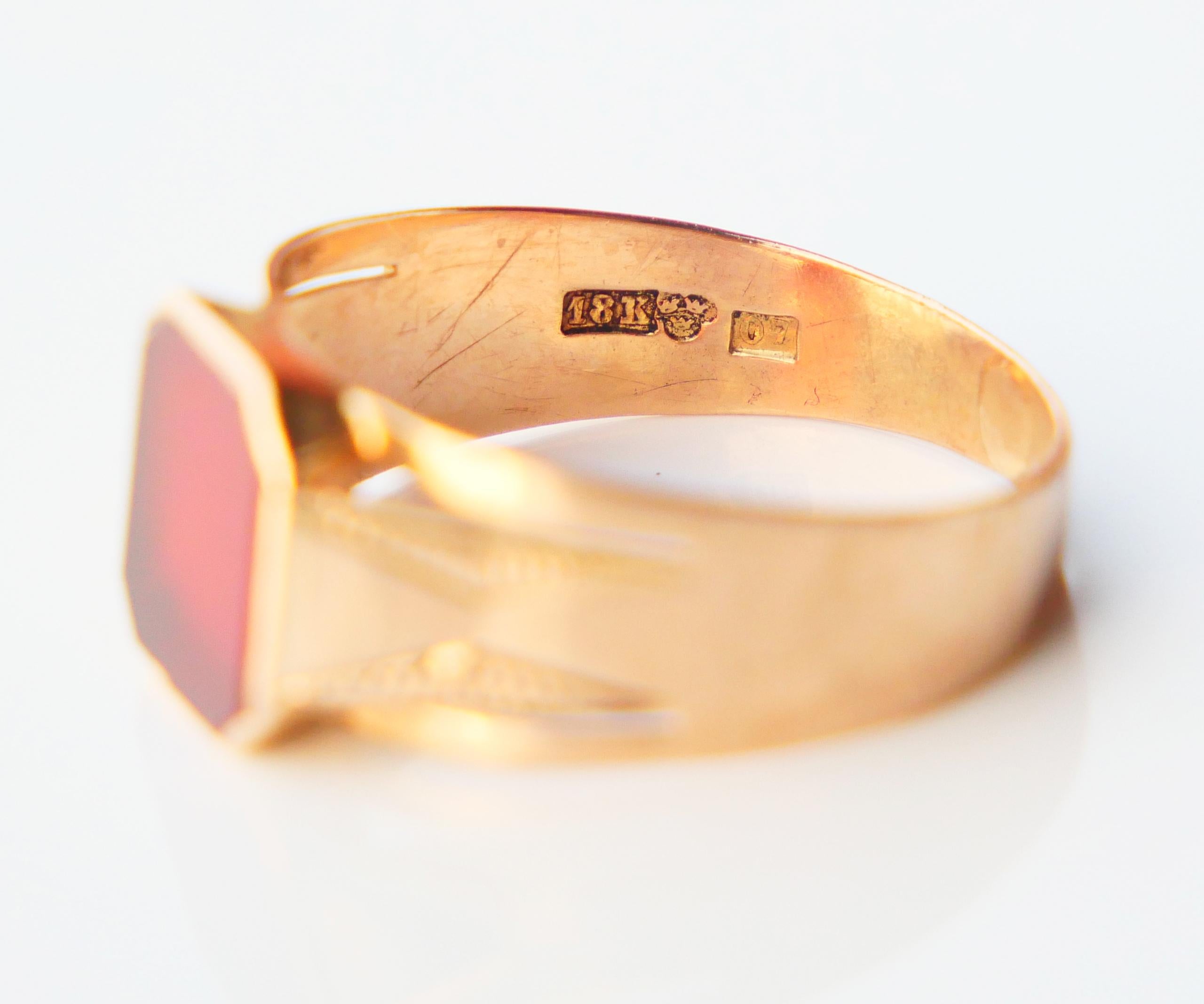 Anello Signet 1916 2,75 ct. corniola naturale in oro massiccio 18 carati Ø 7 US / 2,2 gr in vendita 12