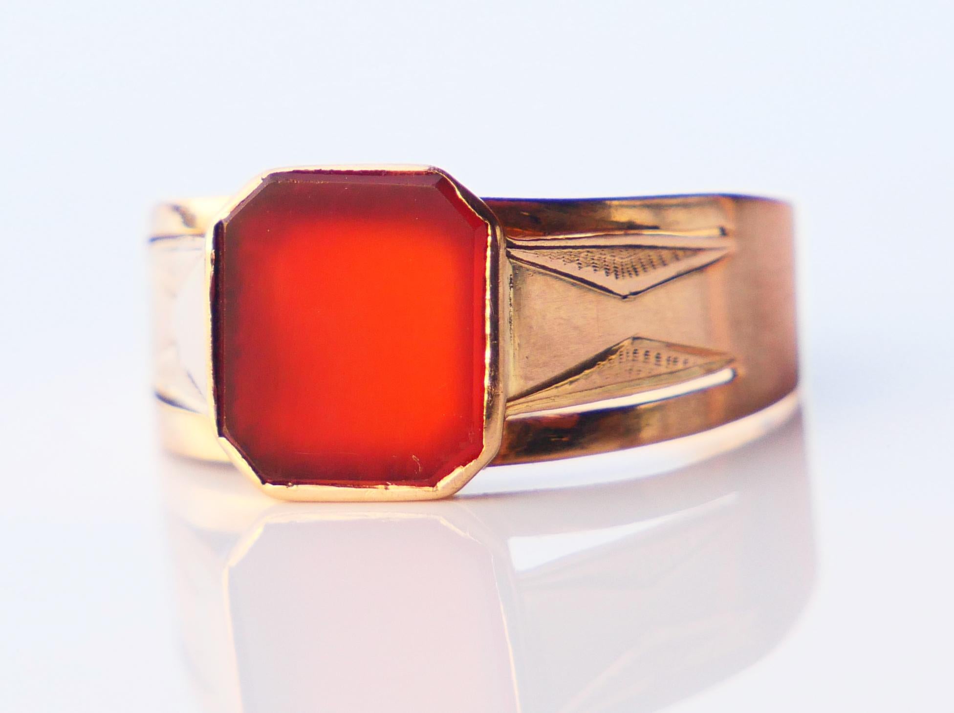 da uomo o donna Anello Signet 1916 2,75 ct. corniola naturale in oro massiccio 18 carati Ø 7 US / 2,2 gr in vendita