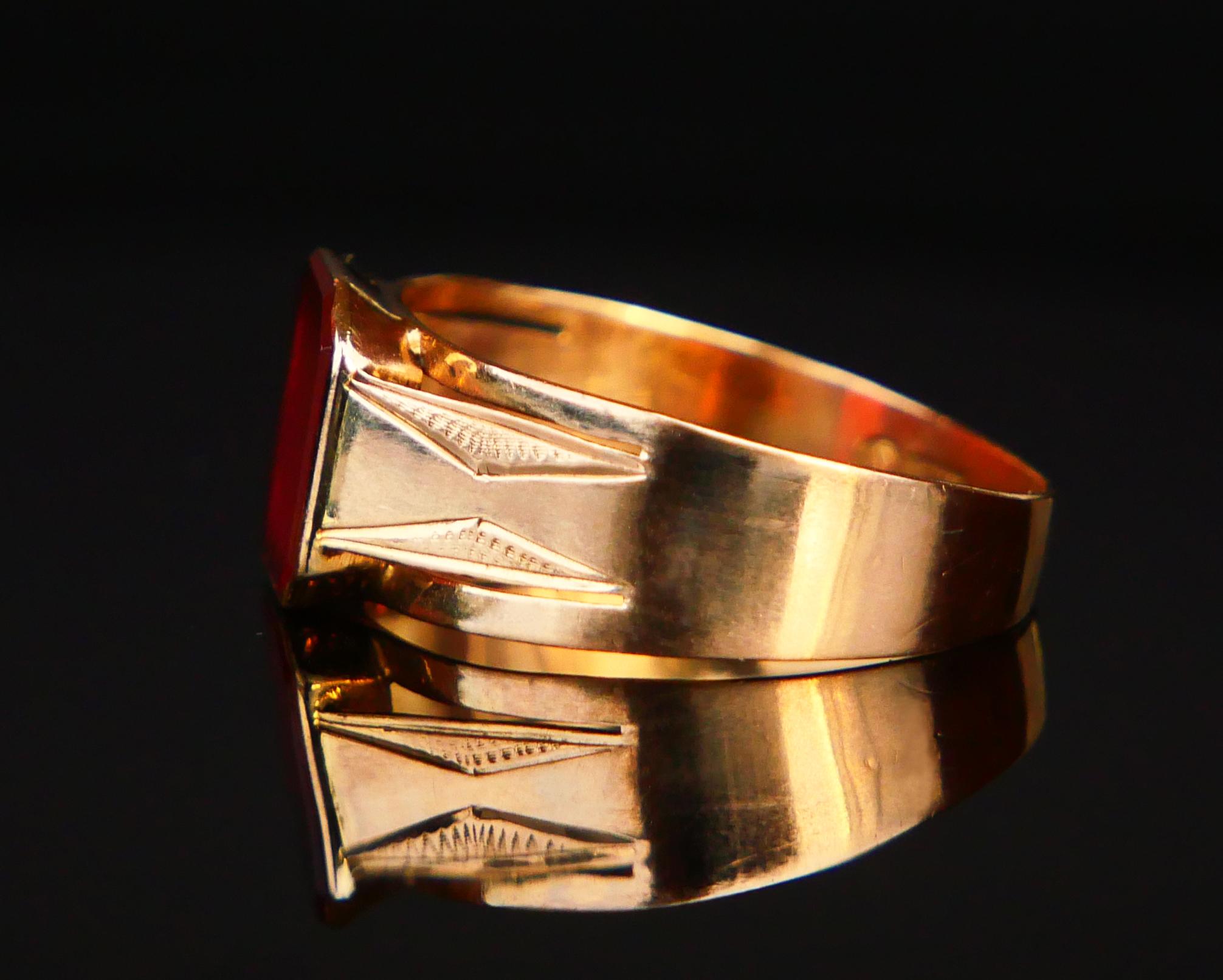 Anello Signet 1916 2,75 ct. corniola naturale in oro massiccio 18 carati Ø 7 US / 2,2 gr in vendita 7