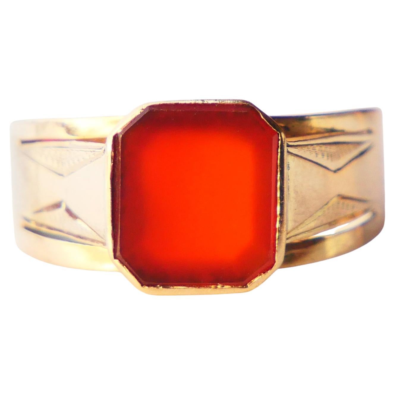 1916 Signet Ring 2.75 ct. natural Carnelian solid 18K Gold Ø 7 US / 2.2 gr