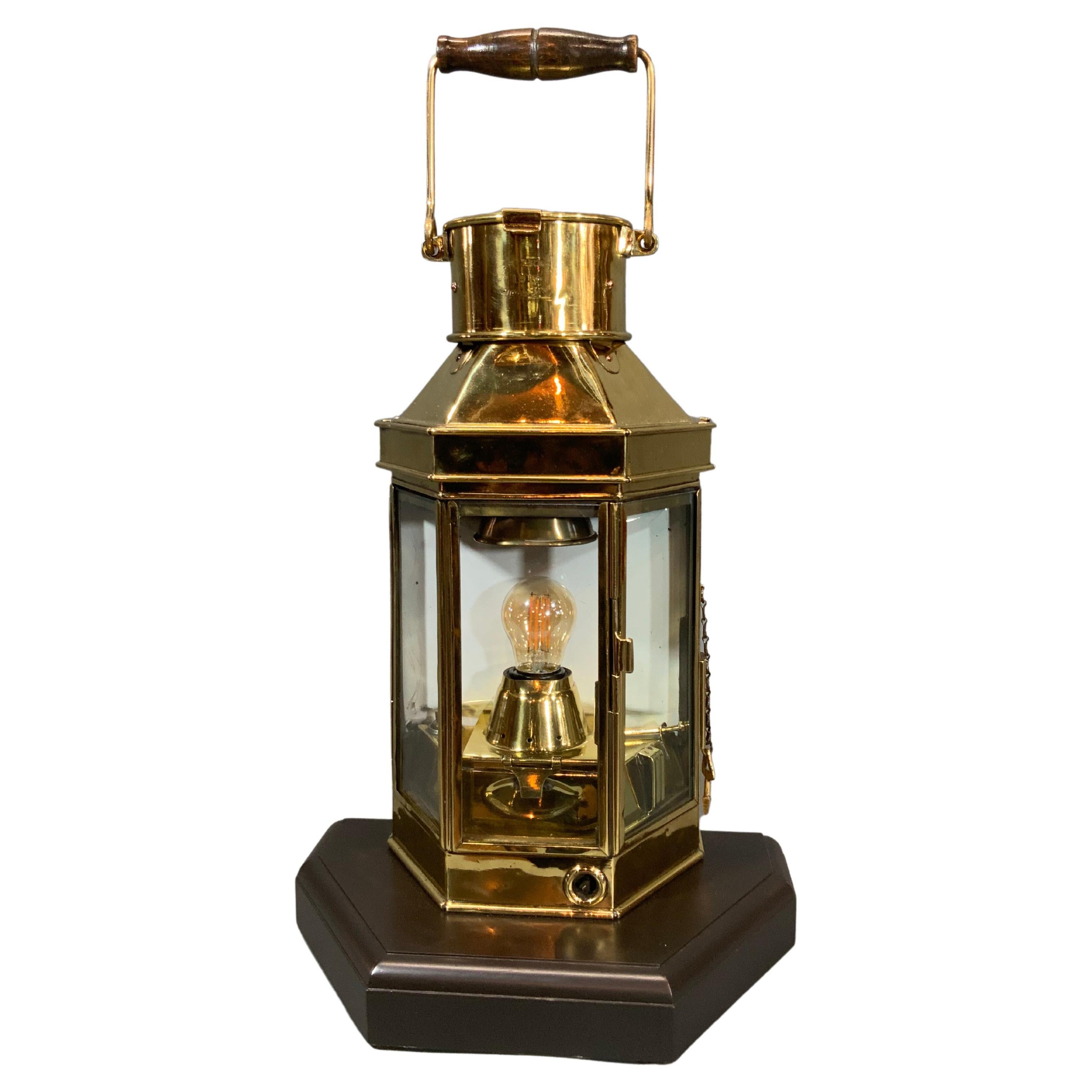 1916 Solid Brass Ship's Cabin Lantern from Bulpitt of Birmingham England
