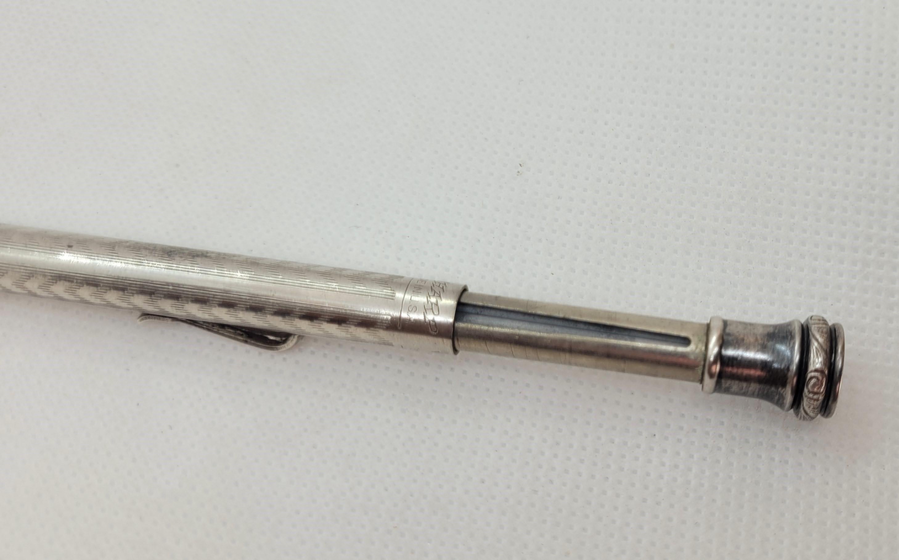 1916 Sterling Silver Wahl Eversharp Pencil, Handengraved, 5.25 In, 20.5 Gr, Rare 1