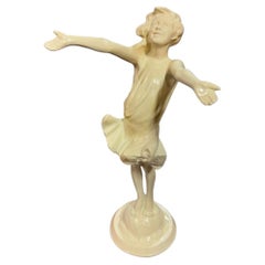 1916 " The Good Fairy" Spelter Metal Nymph Statue by Jessie McCutcheon Raleigh