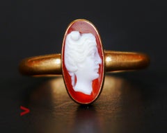 1917 Antique Signet Carnelian Stone Cameo solid Ring 18K Gold ØUS 7.75 / 2.8gr