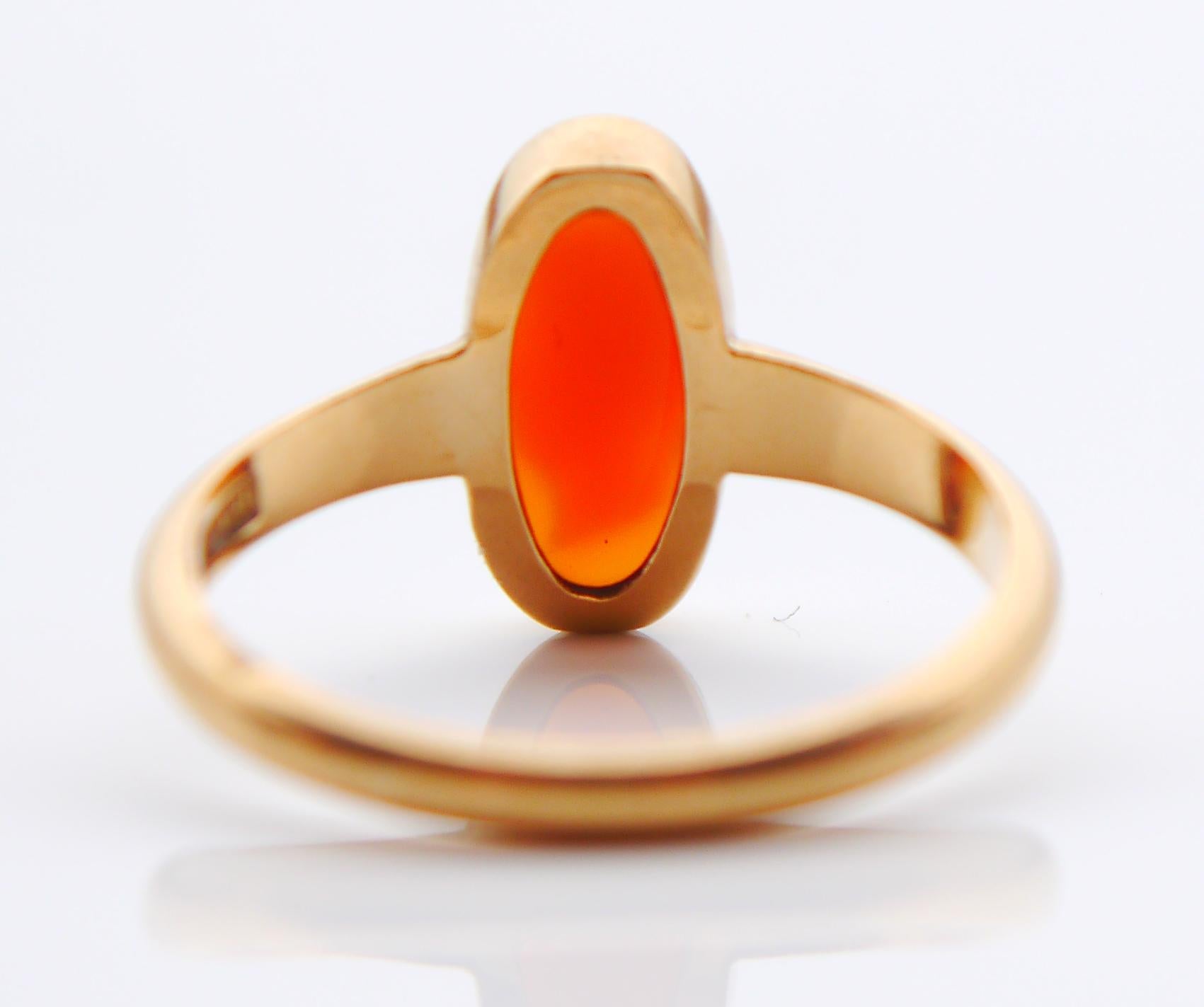 1917 Antique Signet Carnelian Stone Cameo solid Ring 18K Gold ØUS 7.75 / 2.8gr For Sale 3