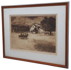 1917 Edward Borein San Antonio de Padua Mission Drypoint Etching