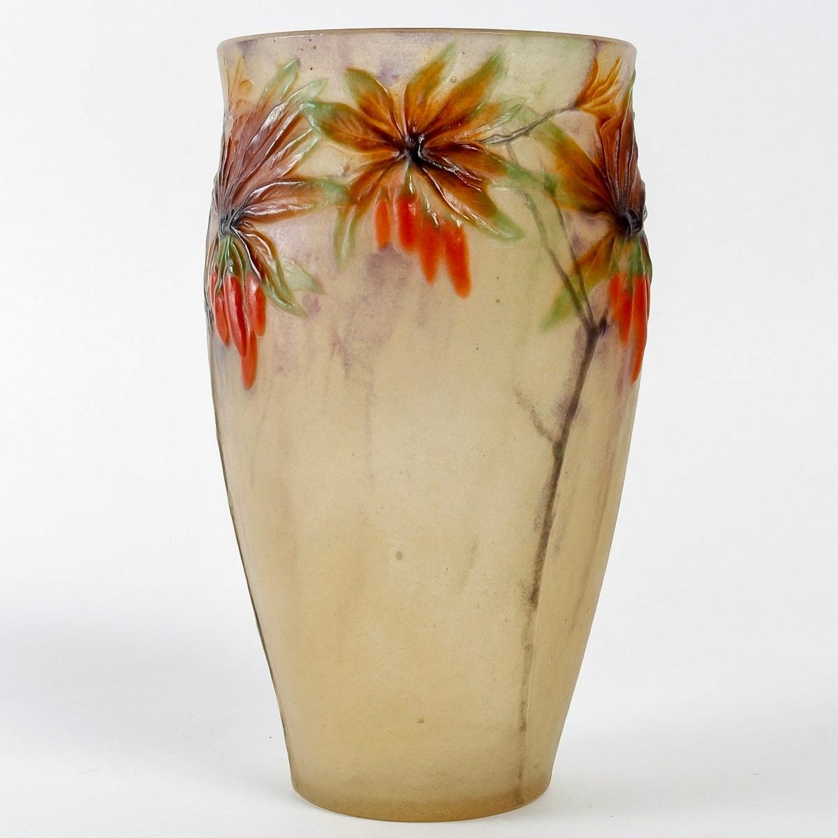 Molded 1917 Gabriel Argy Rousseau - Vase Lyciet De Barbarie Glass Pate De Verre