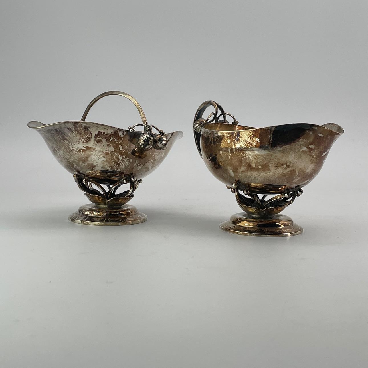 1917 Georg Jensen Dänemark Sterling Rosebud Basket Sugar Pitcher Set Nº 235B im Angebot 8