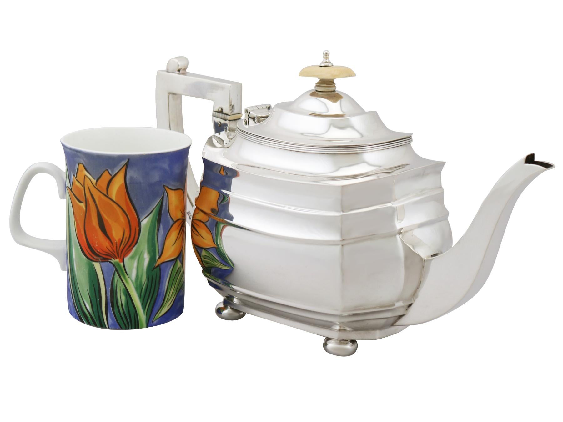 British S. Blanckensee & Sons Ltd 1917 English Sterling Silver Teapot For Sale