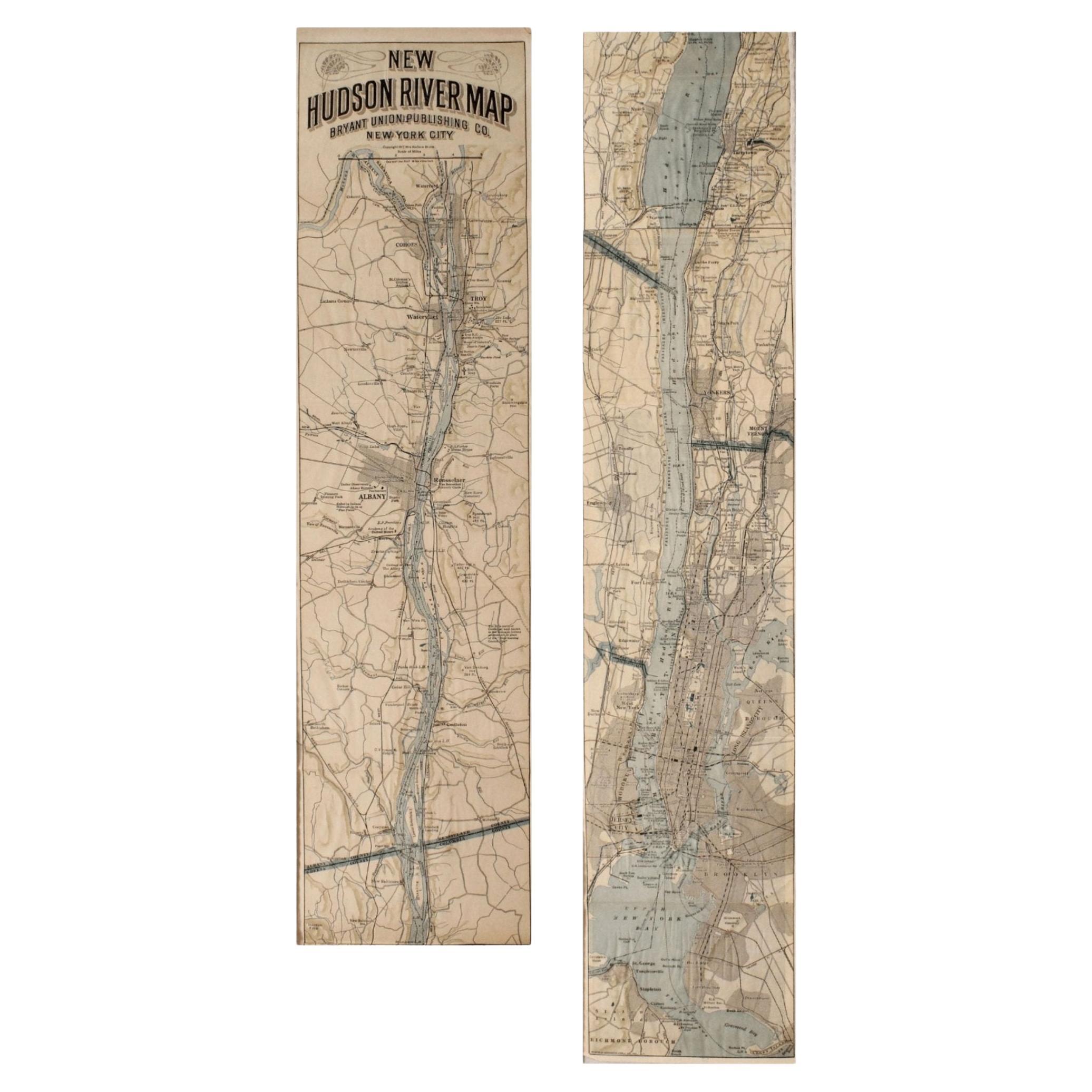 1917 "Mappa del fiume New Hudson" di Wallace Bruce, edizione successiva, mappa pieghevole in vendita