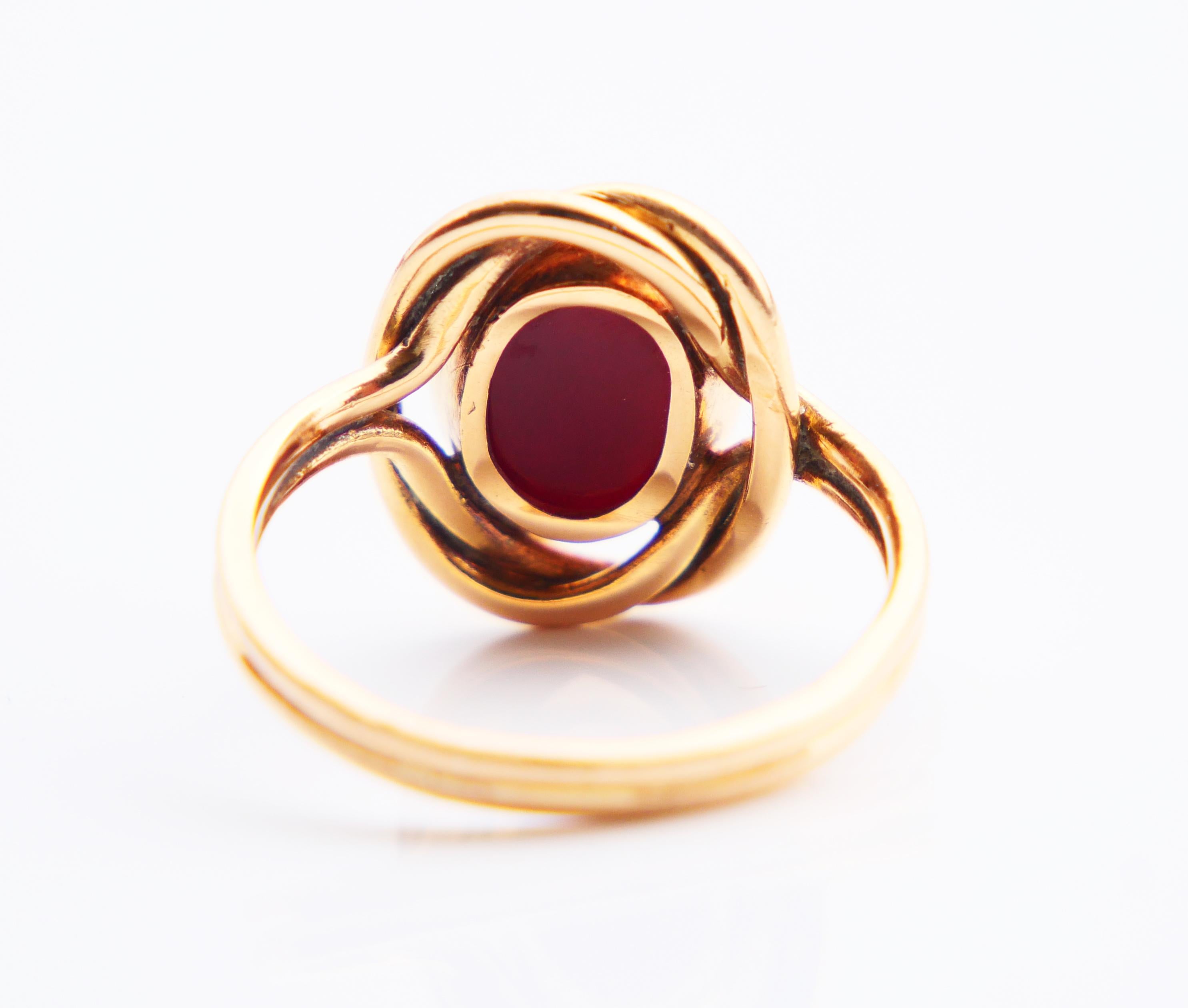 1917 Nordic AR or RA Signet Ring Red Onyx solid 18K Gold Ø US4.5 /3.65 gr For Sale 4
