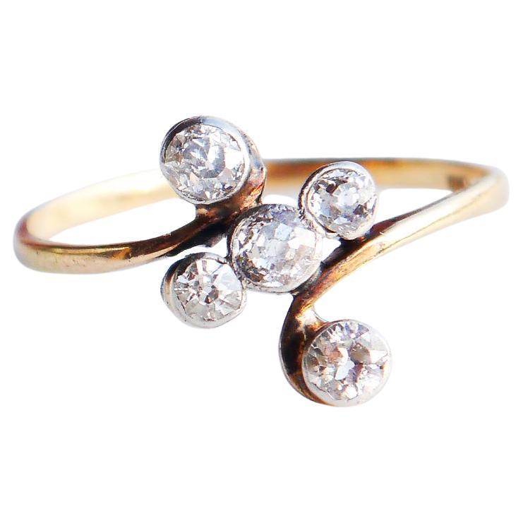 1917 Nordic Art Deco Ring 0.7ct Diamonds solid 18K Gold ØUS 7.75/ 1.8 gr For Sale