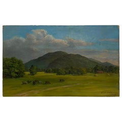 Antique 1917 Painting of Mt. Beacon from Fishkill
