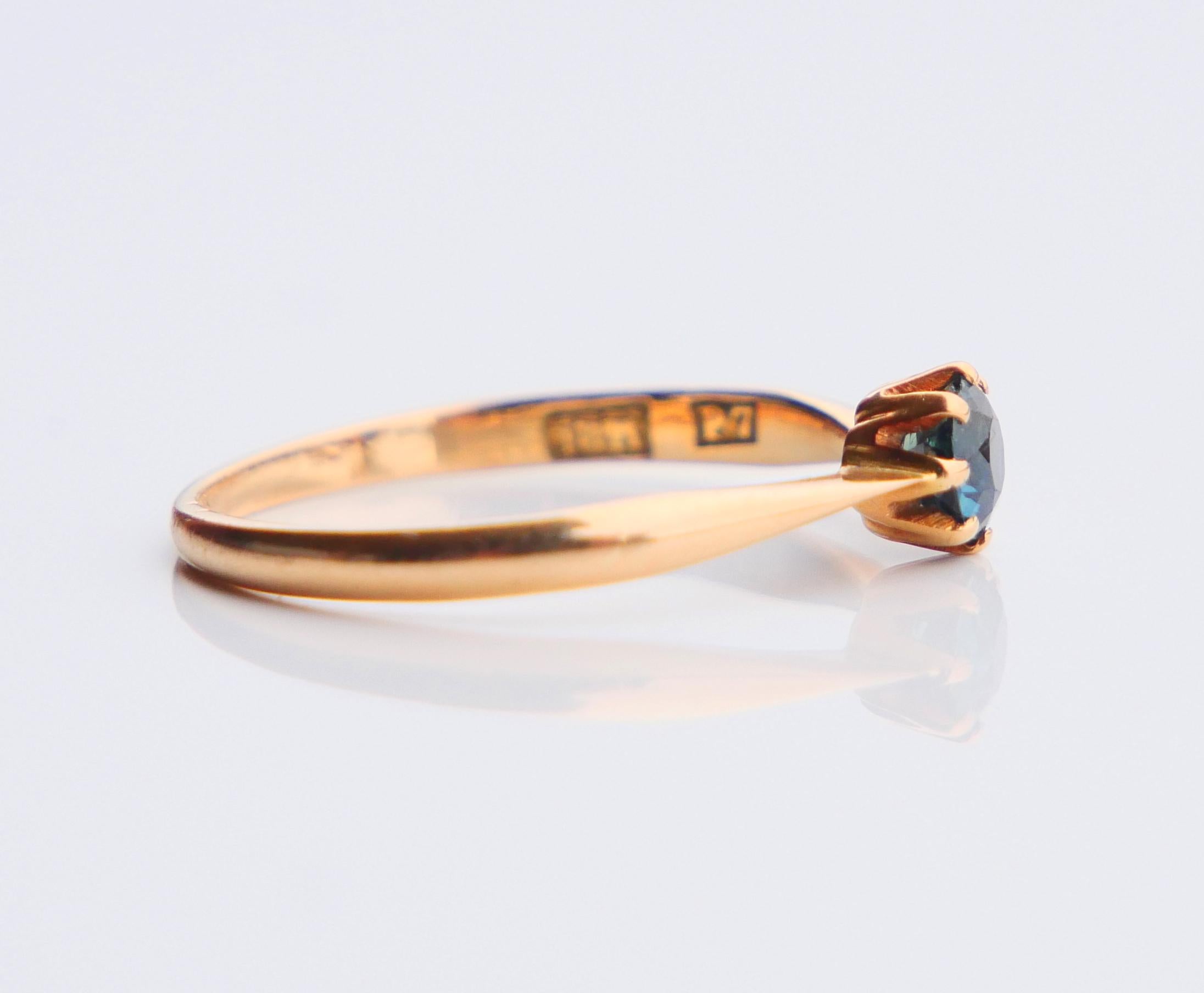 1917 Ring natural 0.5ct Blue Sapphire solid 18K Gold ØUS6.5/ 1.44 gr For Sale 5