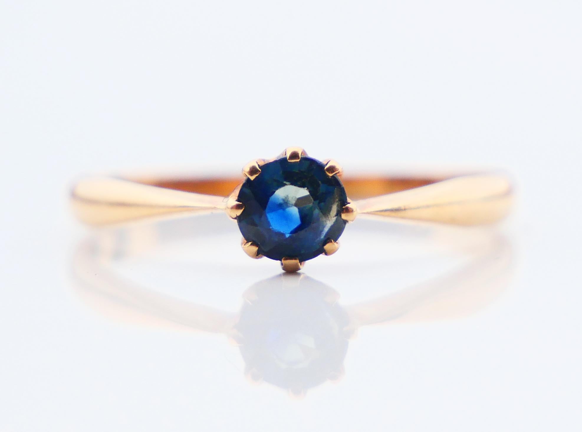 1917 Ring natural 0.5ct Blue Sapphire solid 18K Gold ØUS6.5/ 1.44 gr For Sale 6