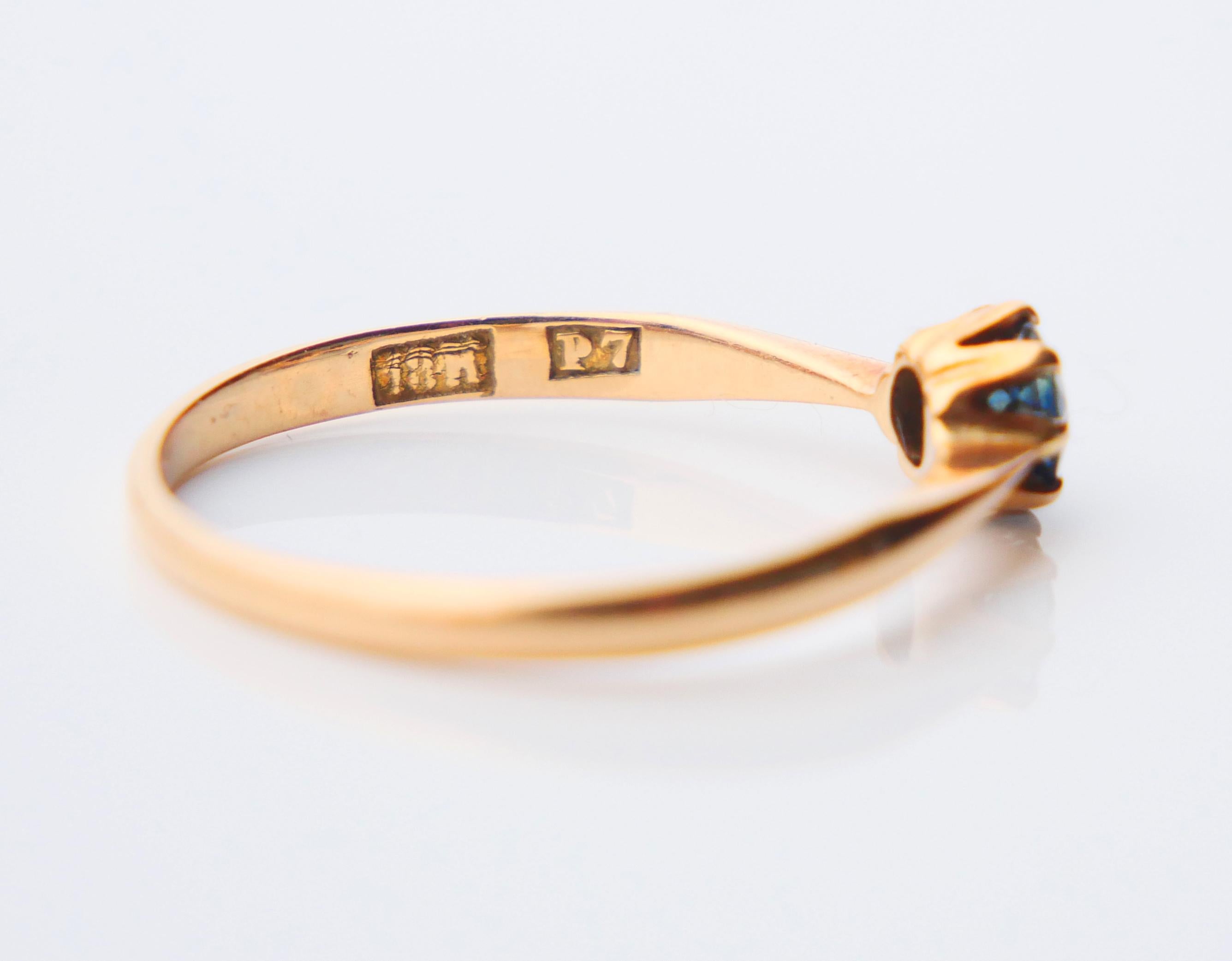 1917 Ring natural 0.5ct Blue Sapphire solid 18K Gold ØUS6.5/ 1.44 gr For Sale 7