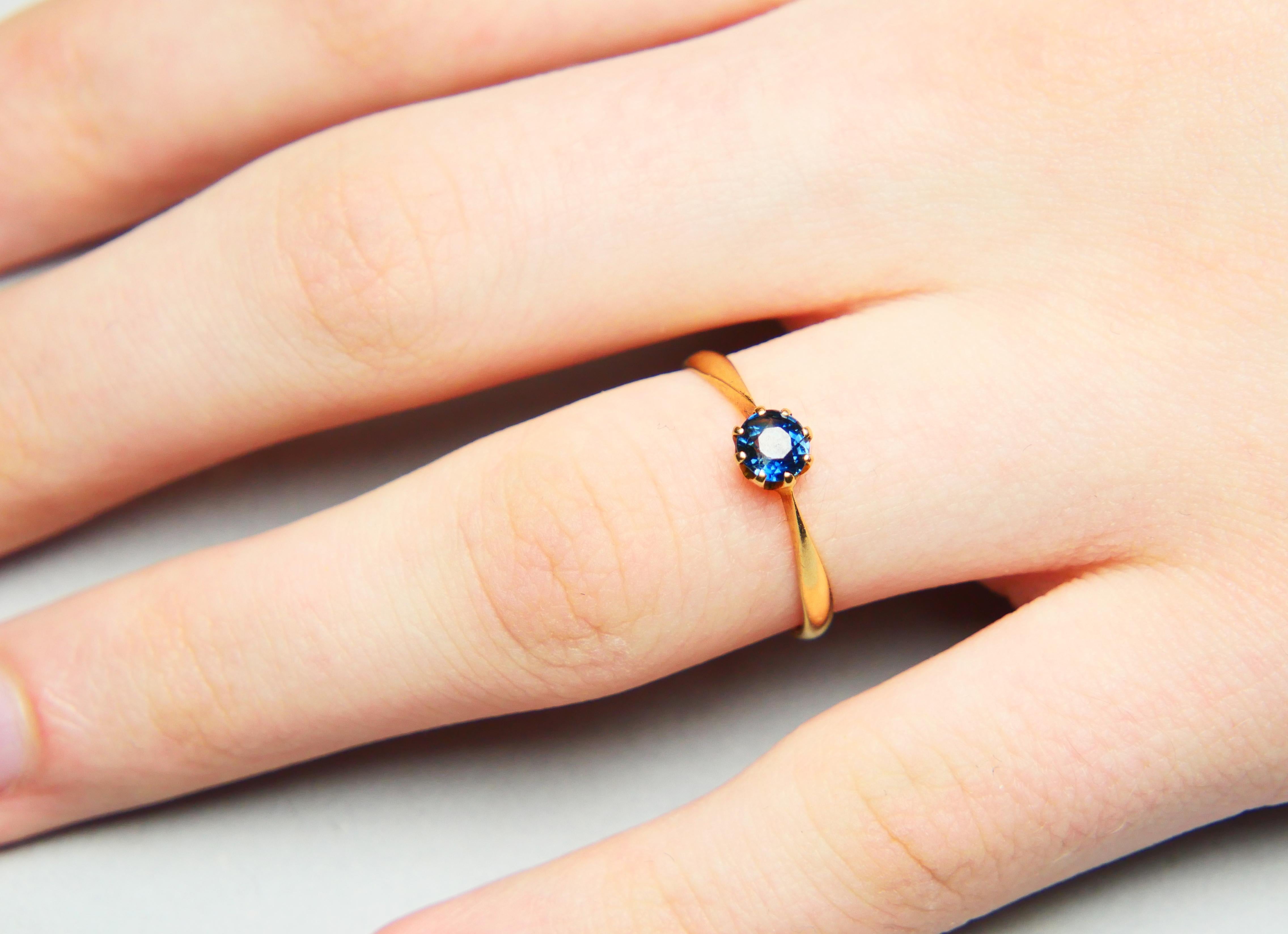 Women's 1917 Ring natural 0.5ct Blue Sapphire solid 18K Gold ØUS6.5/ 1.44 gr For Sale