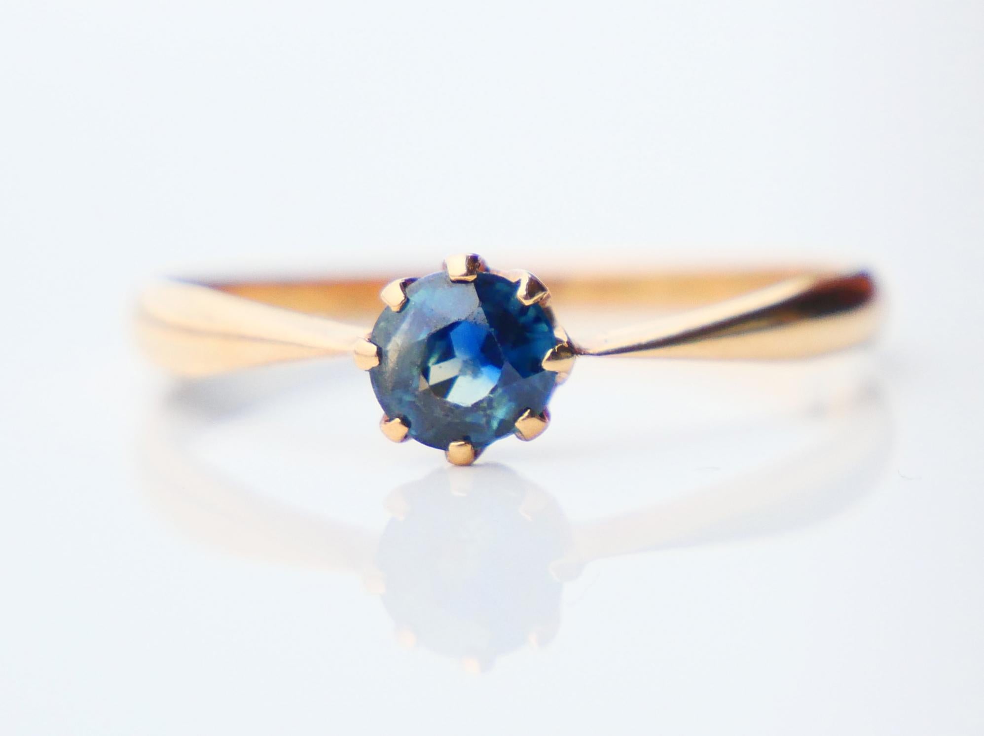 1917 Ring natural 0.5ct Blue Sapphire solid 18K Gold ØUS6.5/ 1.44 gr For Sale 2