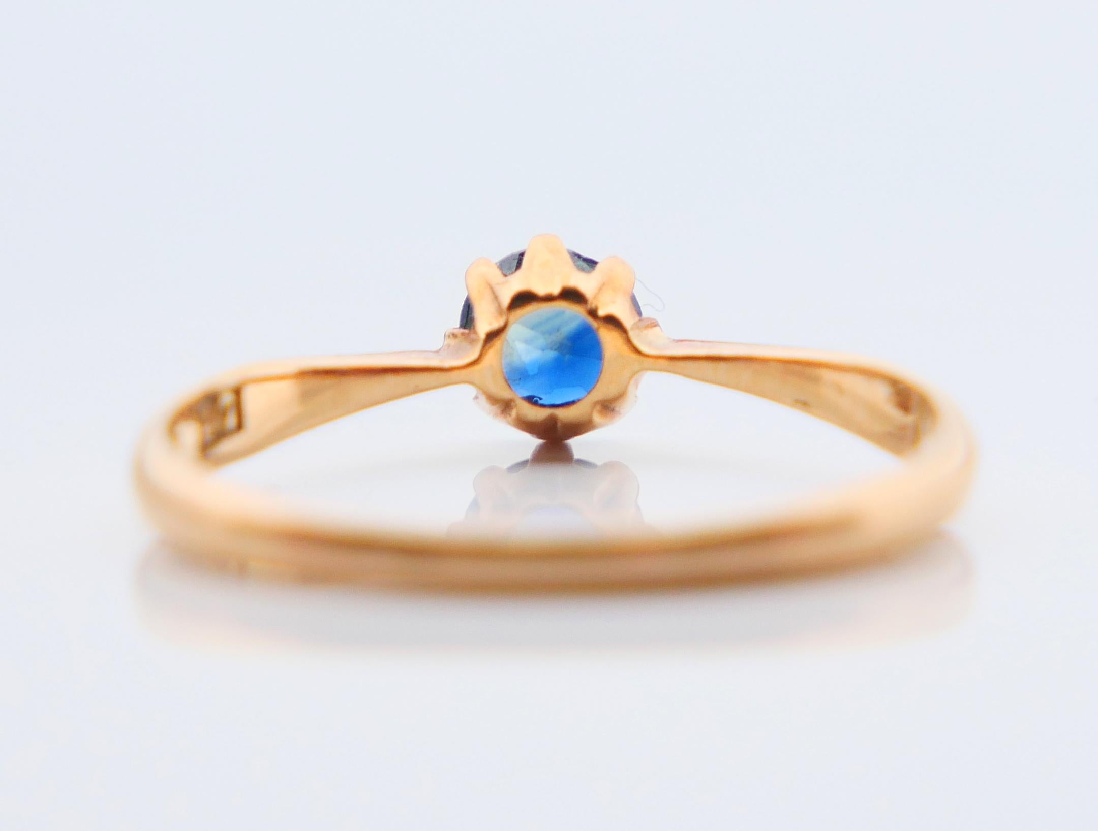 1917 Ring natural 0.5ct Blue Sapphire solid 18K Gold ØUS6.5/ 1.44 gr For Sale 4