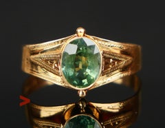 1917 Ring natural 0.75ct Green Sapphire solid 18K Gold ØUS5 / 1 gr.