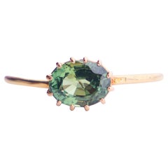 1917 Ring natural 1.4 ct Green Sapphire solid 18K Yellow Gold Ø US6.5 / 1.26gr