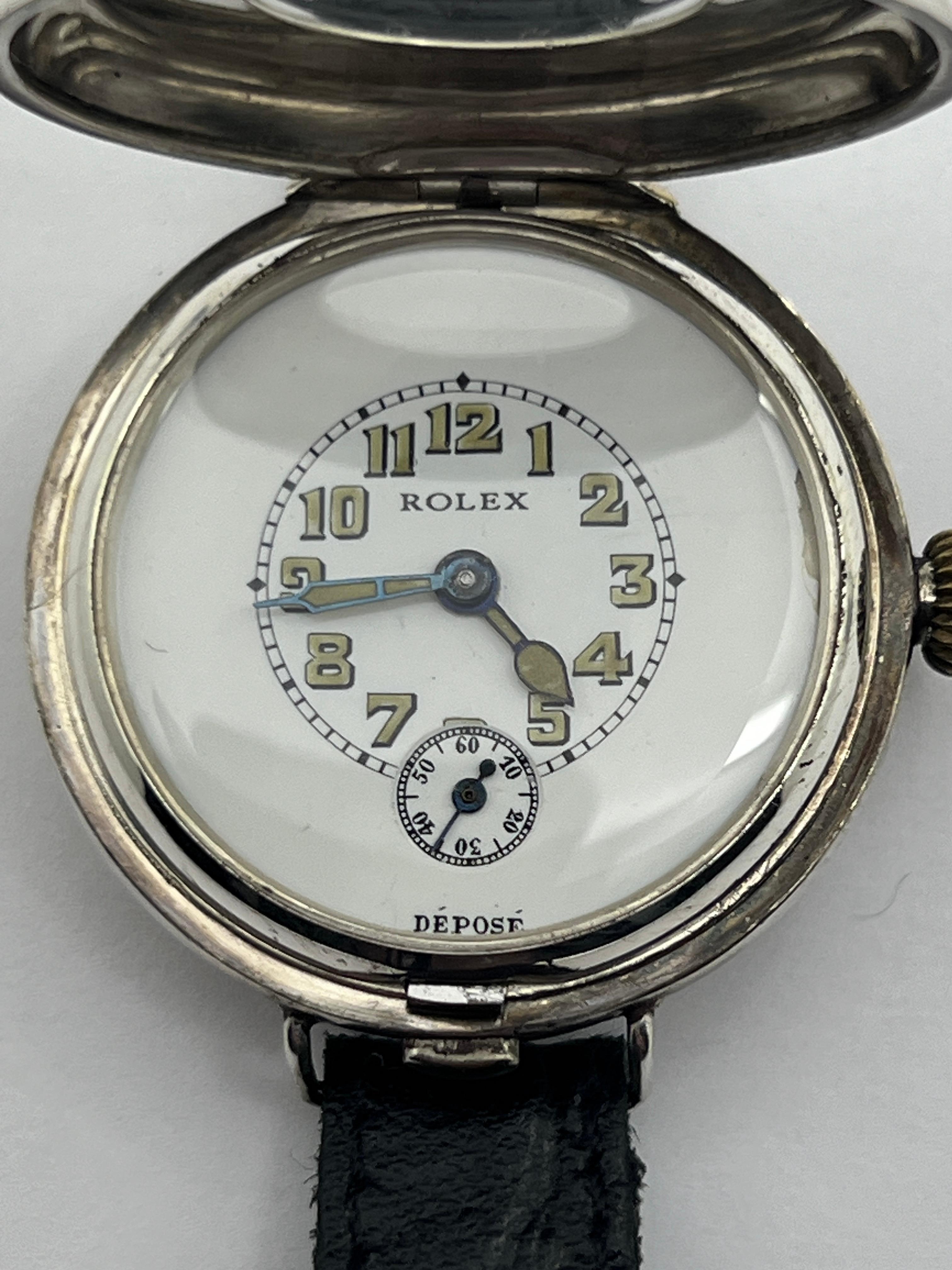 1917 Rolex WW1/Trench Watch, Rare Half Hunter, Stunning Dial en vente 3