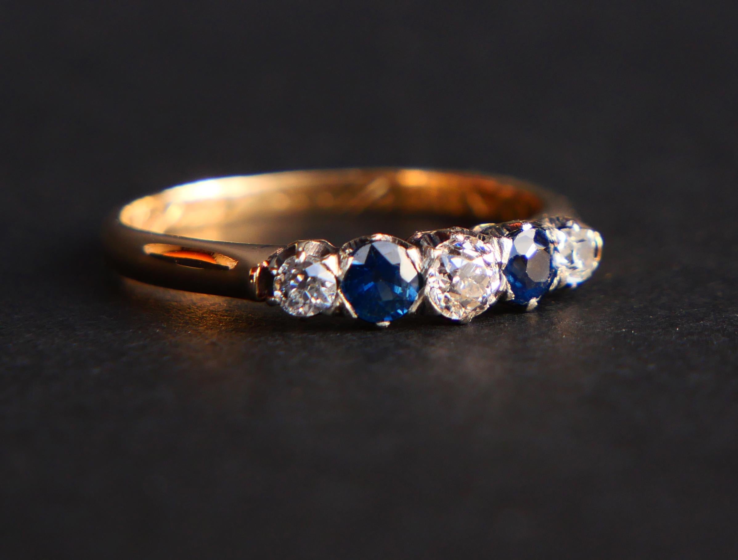 1917 Sigrid's Ring Diamanten Saphir 18K Gold Ø US7.5 / 2.47gr im Angebot 5